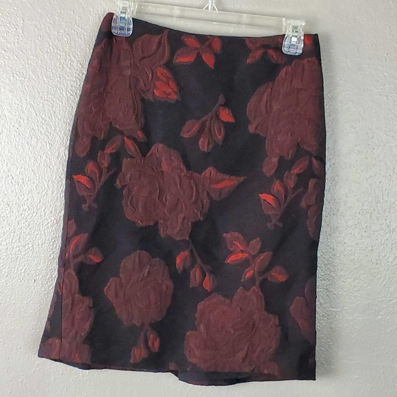 Ann Taylor Dark Red/Black Skirt w/Peplum Bank 0P - Picture 1 of 5